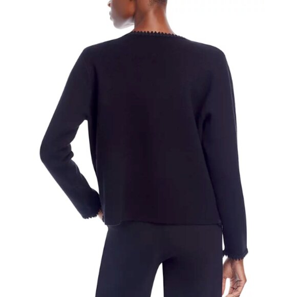 NWT SIONI Faux Double Breasted Scalloped Short Open Jacket Black Size M - Picture 2 of 12